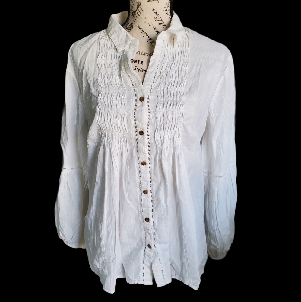 Vintage X America White Pleated Blouse